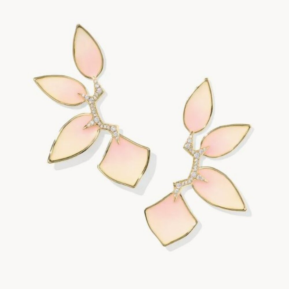 Kendra Scott Joelle Gold Statement Earrings in Sunrise Ombre NEW with Box